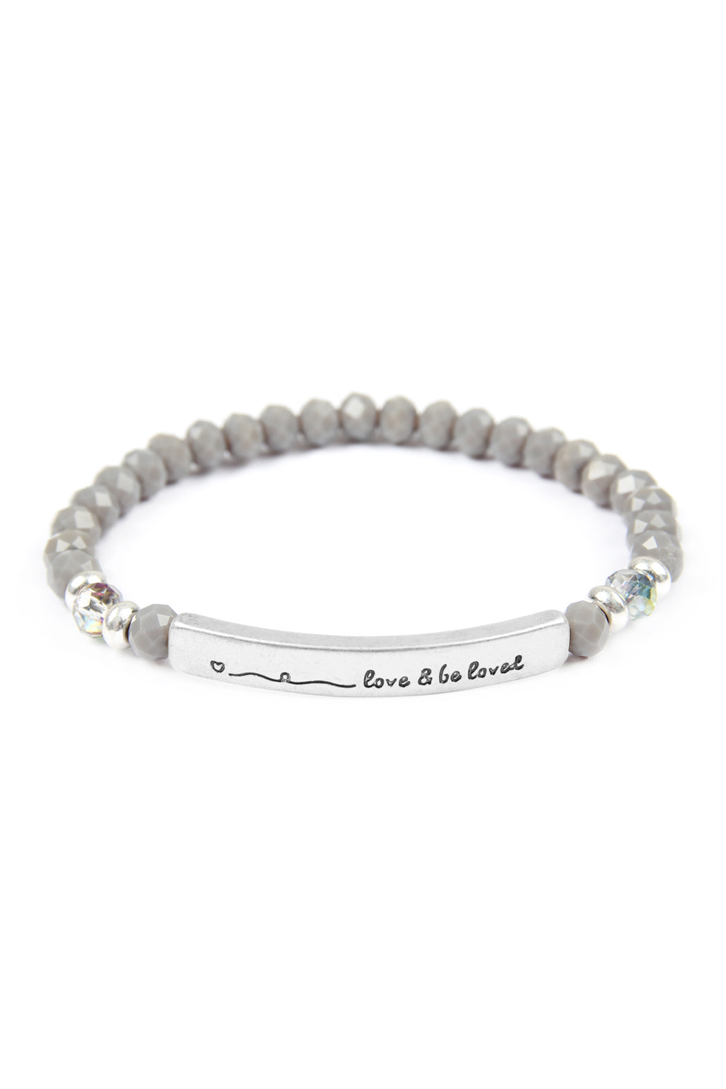 LOVE AND BE LOVED 6MM GLASS BEADS STRETCH BRACELET