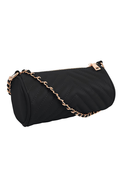 QUILTED LEATHER CHAIN STRAP CROSSBODY BAG
