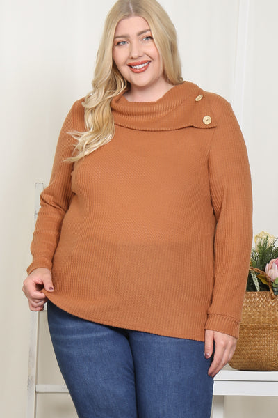 PLUS SIZE BUTTON DETAIL RIB TOP 2-2-2 (NOW $7.75 ONLY!)