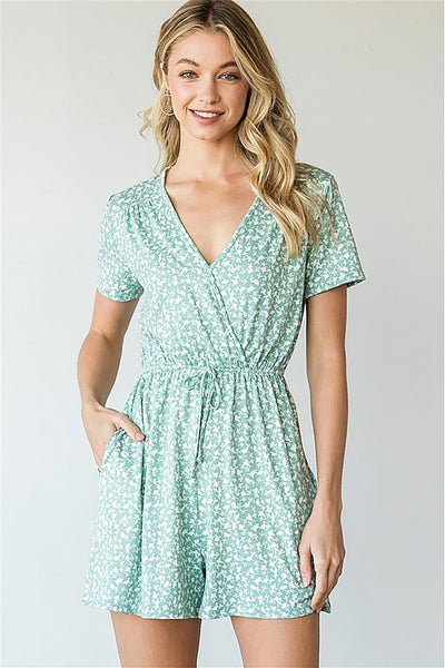 R5340X-SAGE PLUS SIZE FLORAL SHORT SLEEVE ROMPER 2-2-2 (NOW $5.75 ONLY!)