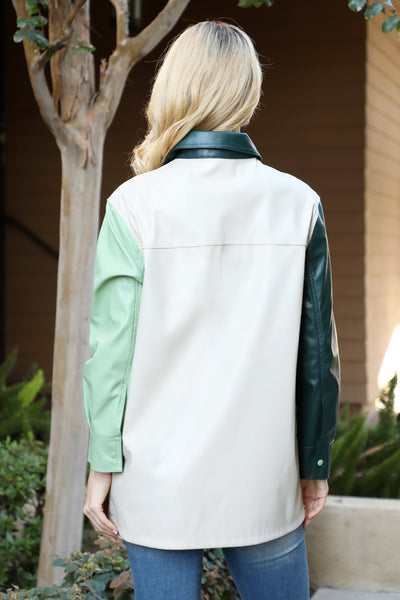 COLOR BLOCK LEATHER SHACKET 2-2-2 (NOW $6.75 ONLY!)