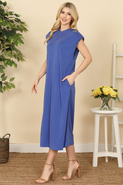 HOODIE CAP SLEEVE WITH SIDE POCKETS DRESS 2-2-2