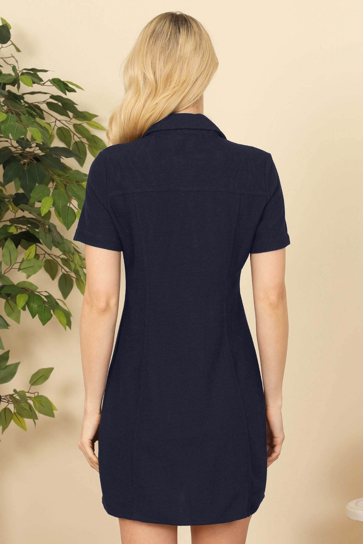 NAVY BUTTON DETAIL FRONT POCKET MINI DRESS 2-2-1  (NOW $5.75 ONLY!)