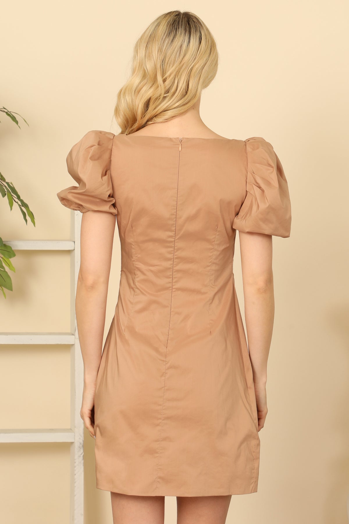 PUFF SHORT SLEEVE SIDE RUCHED WRAP DETAIL MINI DRESS 2-2-1