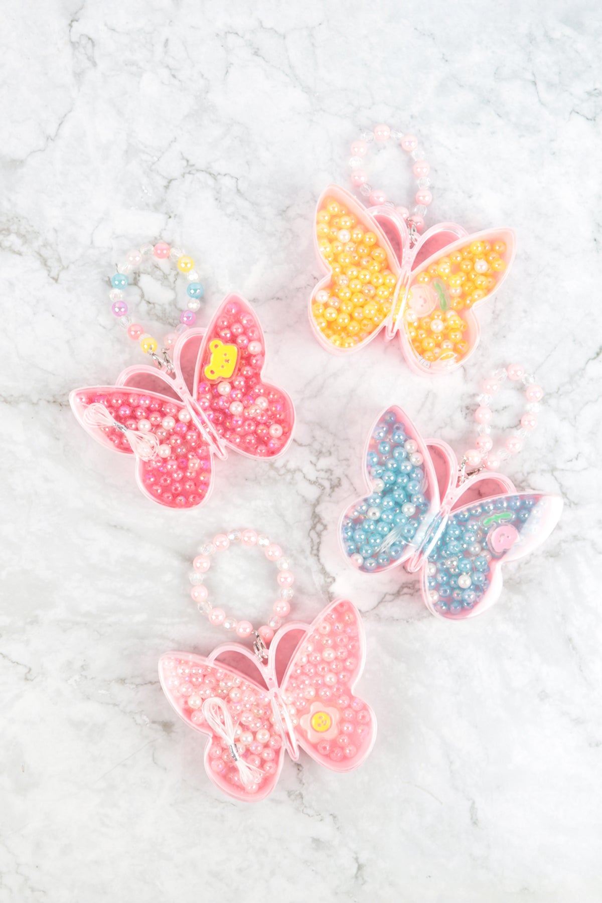 DIY BUTTERFLY NECKLACE OR BRACELET PEARL BEADS HANCRAFTED TOY JEWELRY-MULTICOLOR