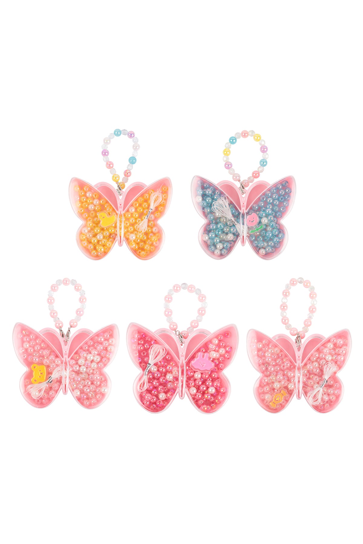 DIY BUTTERFLY NECKLACE OR BRACELET PEARL BEADS HANCRAFTED TOY JEWELRY-MULTICOLOR