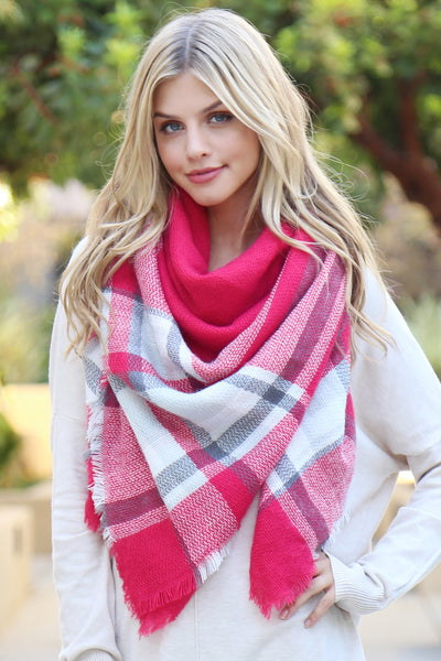 TARTAN FRINGED SCARF/6PCS (NOW $4.75 ONLY!)