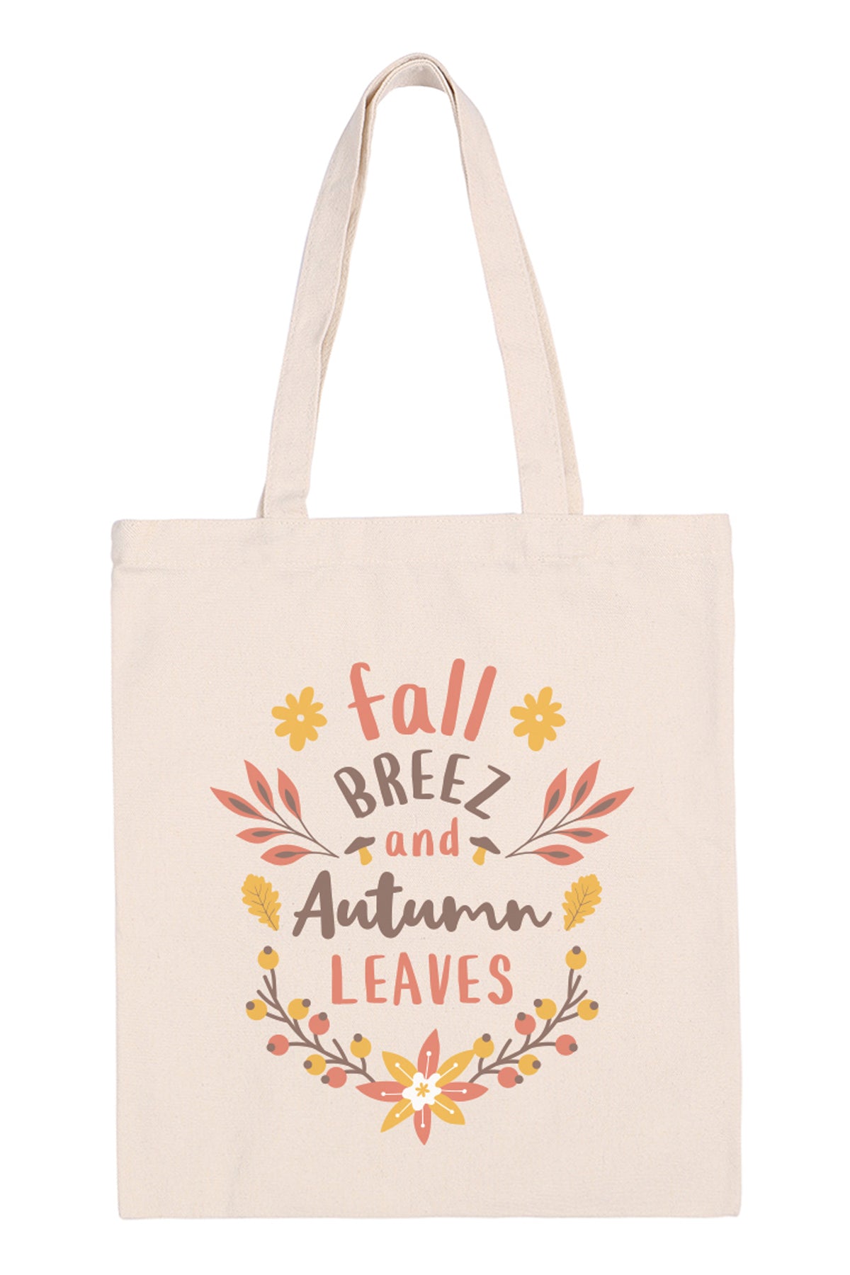FALL BREEZ AND AUTUMN LEAVES PRINT TOTE BAG