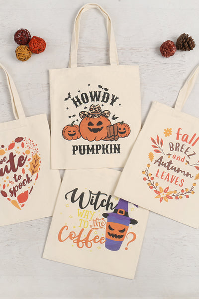 FALL BREEZ AND AUTUMN LEAVES PRINT TOTE BAG