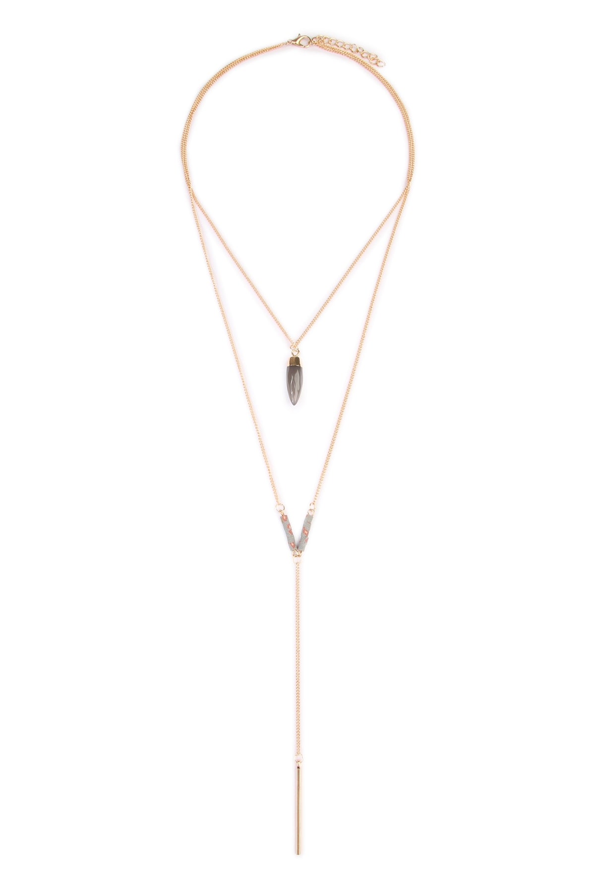 GOLD LAYERED LARIAT NECKLACE