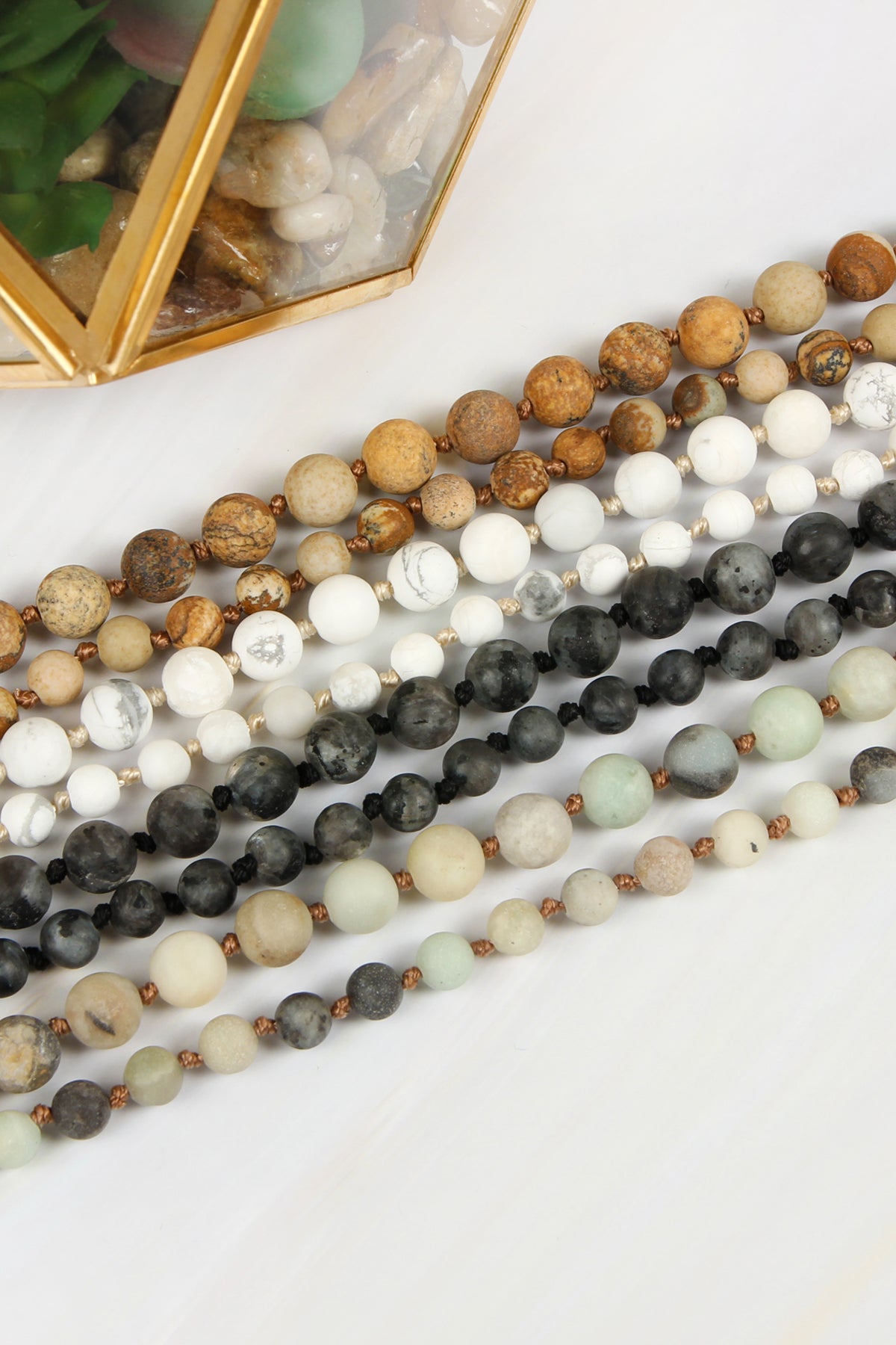 6mm NATURAL STONE BEADS NECKLACE