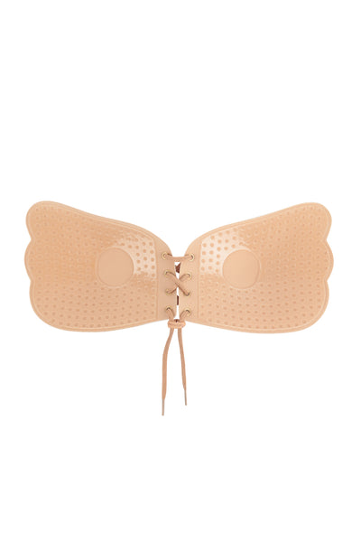 WING SHAPE ROPE PULL REUSABLE STRAPLESS NU BRA WITH NIPPLE TAPE