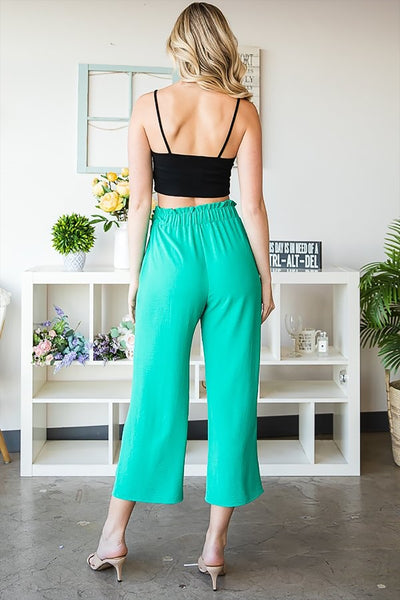 PAPERBAG WAISTBAND SOLID WOVEN CULOTTES PANTS 2-2-2