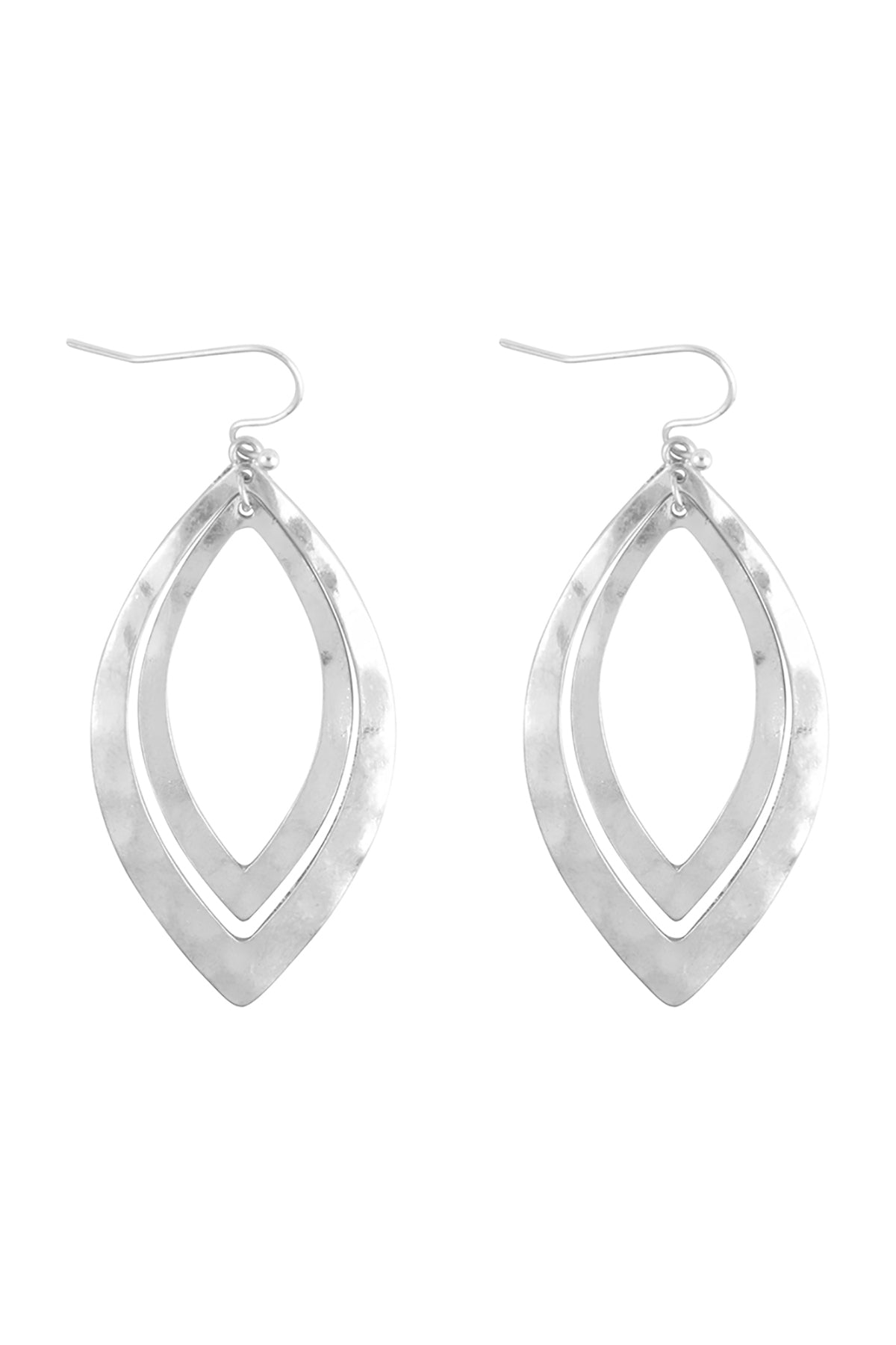 LAYERED MARQUISE HAMMERED METAL EARRINGS