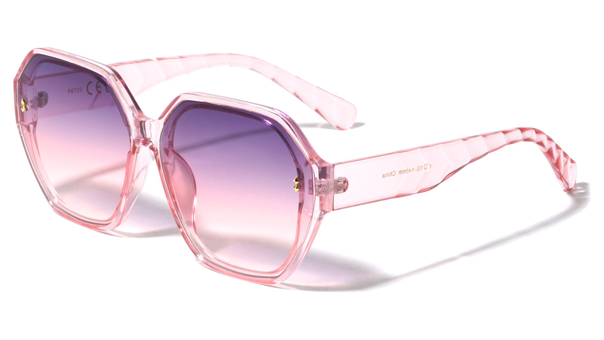 Triangle notch sunglasses with pattern temples