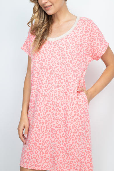 PPD1222 - RIB ROUND NECK LEOPARD POCKET DRESS 1-2-2-2 (NOW $4.00 ONLY!)