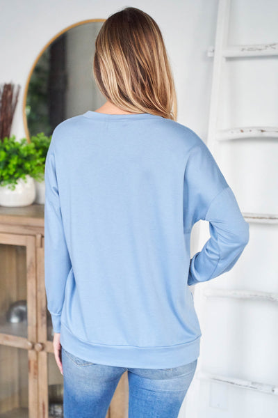 LONG SLEEVE FRENCH TERRY TOP WITH KANGAROO POCKET TOP 1-2-2-2
