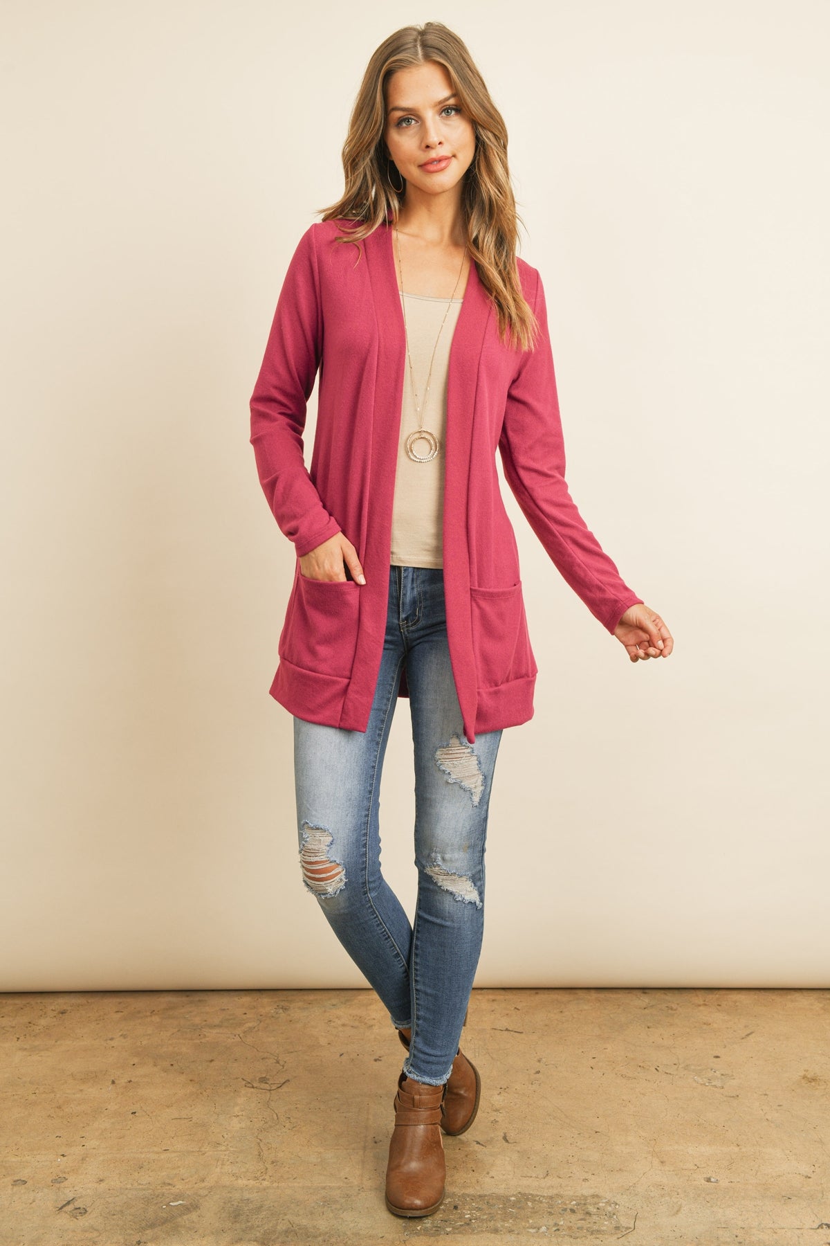 HACCI BRUSHED OPEN FRONT CARDIGAN 1-2-2-2