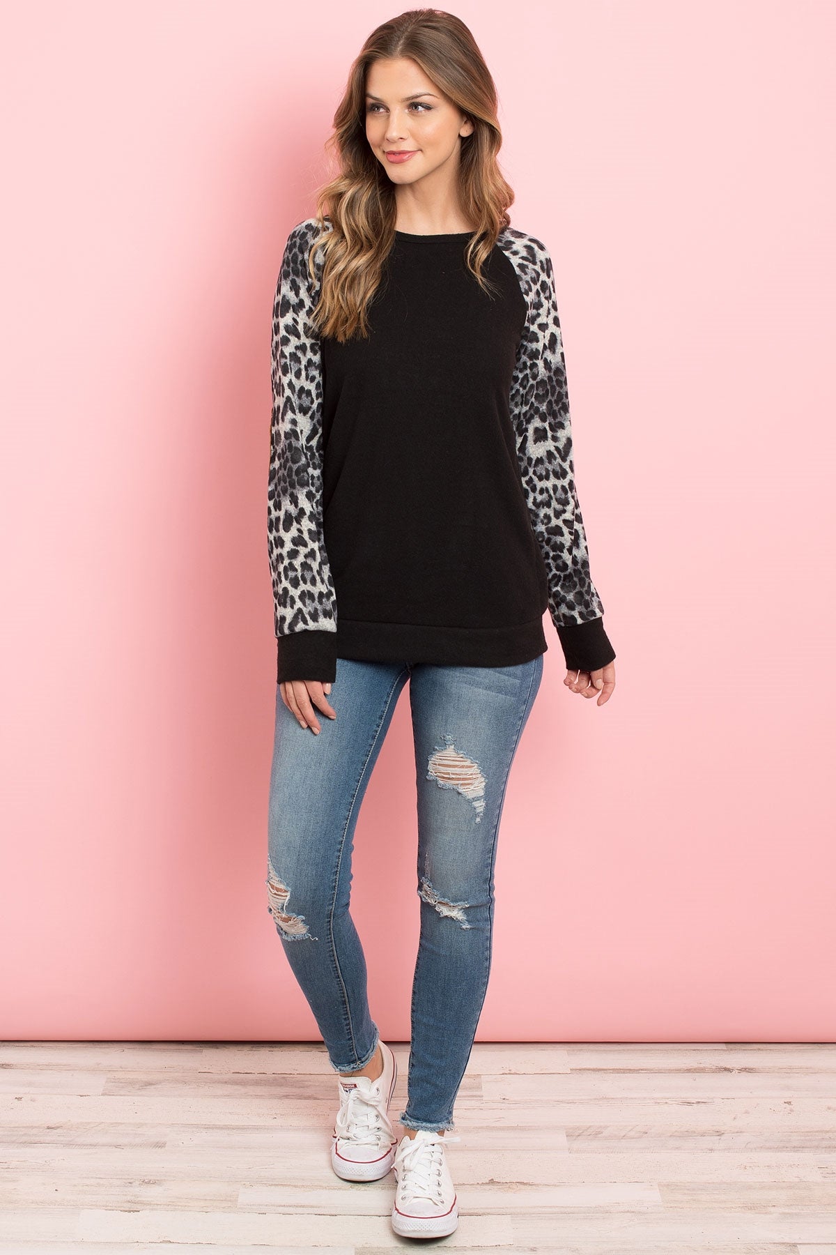 LEOPARD SLEEVE ELBOW PATCH SWEATERS 1-2-2-2