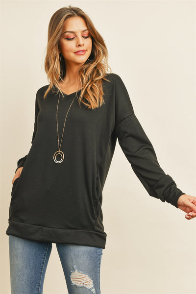 OVERSIZED FRENCH TERRY V-NECK SWEATER WITH INSEAM POCKET 1-2-2-2