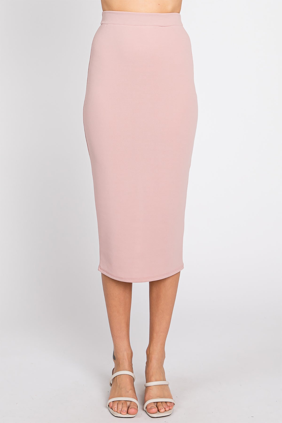 SOLID MIDI PENCIL SKIRT WITH SLIT BACK 1-2-2-1