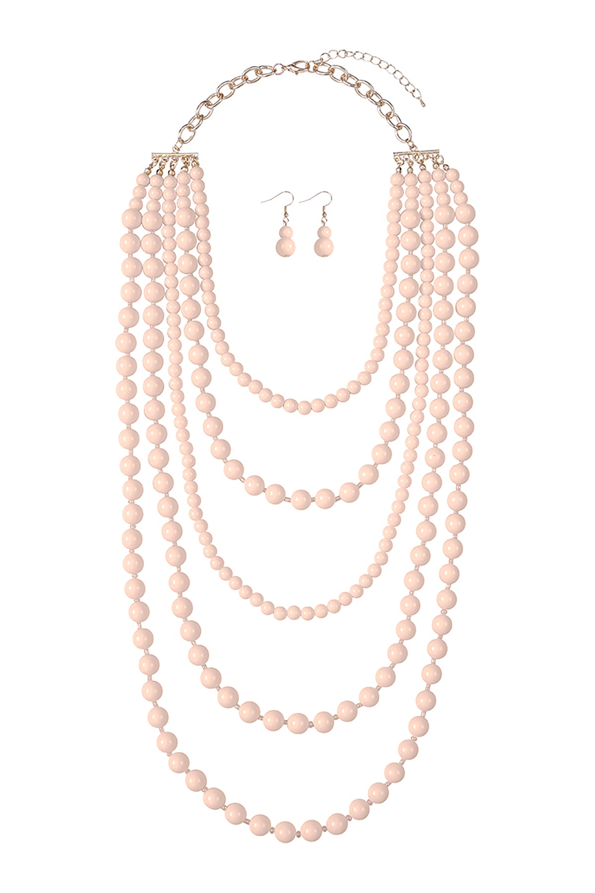 MULTILAYERED BEADS NECKLACE AND EARRINGS SET