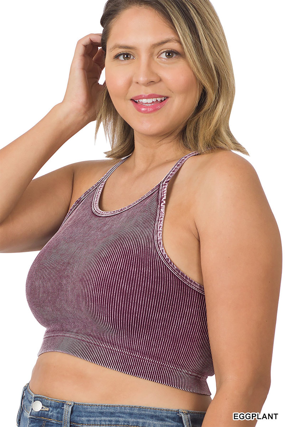 PLUS WASHED RIBBED SEAMLESS CROPPED CAMI TOP 3-3