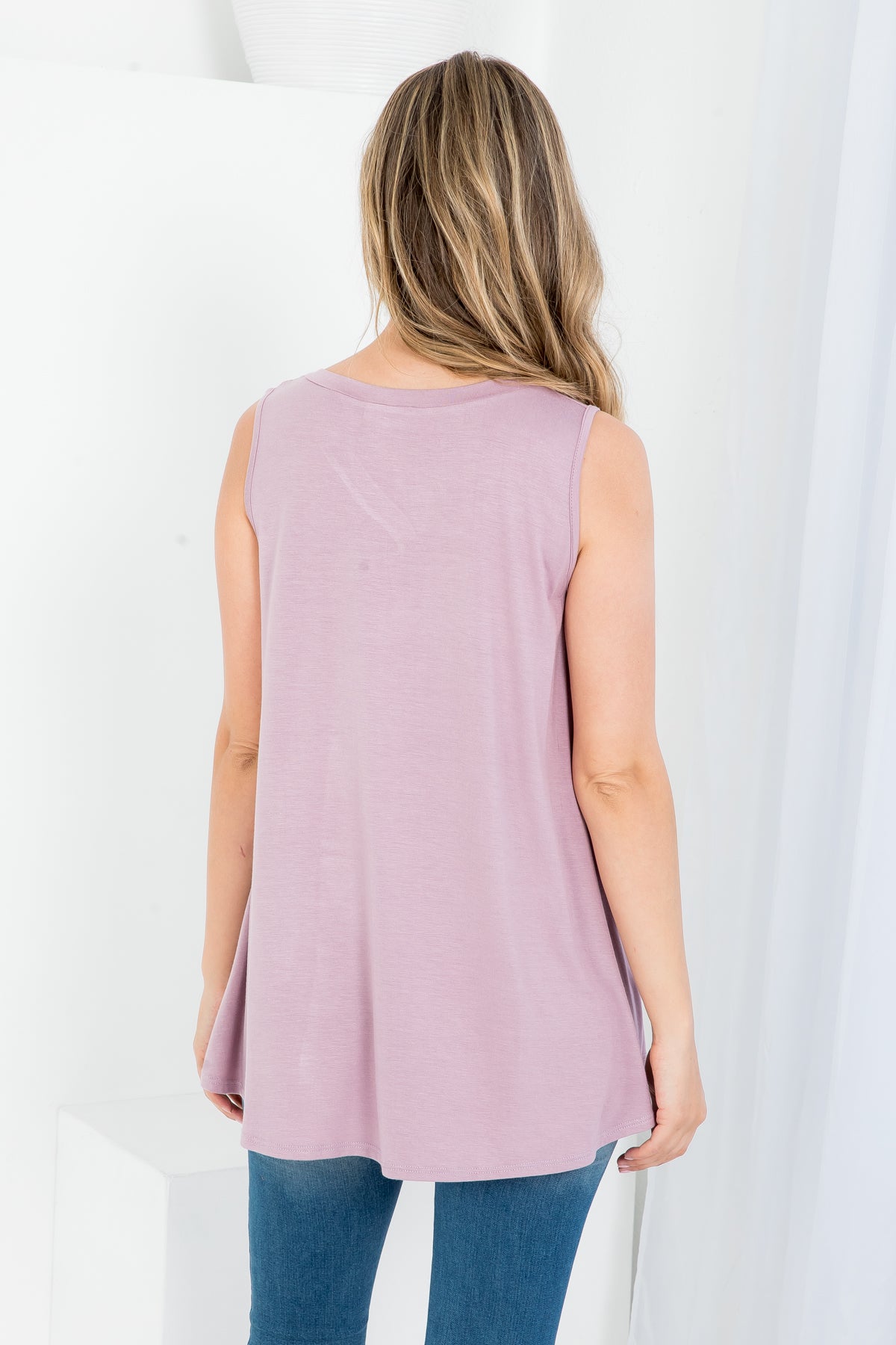 V-NECKLINE WITH BUTTONS SLEEVELESS TOP 2-2-2-2