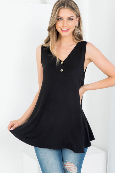 V-NECKLINE WITH BUTTONS SLEEVELESS TOP 2-2-2-2
