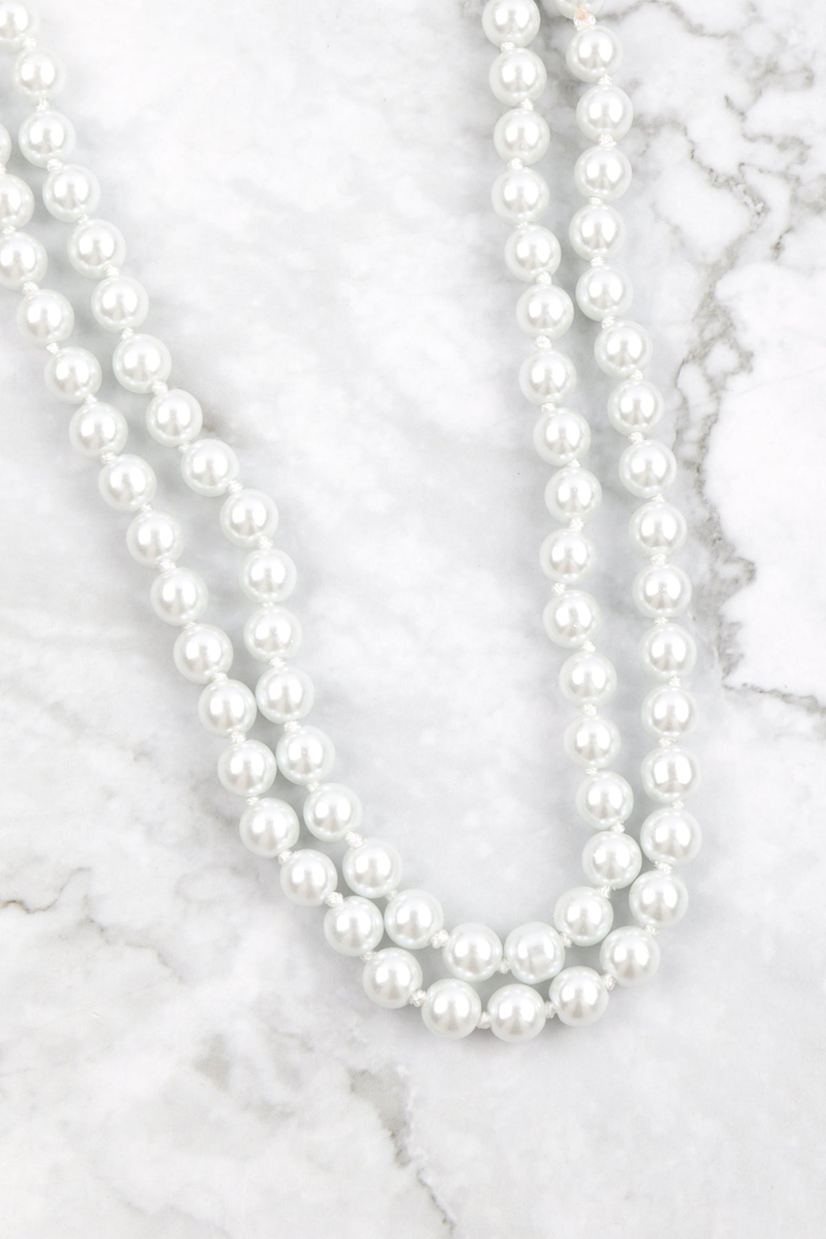 8MM PEARL KNOTTING LAYERED 48 NECKLACE AND EARRING SET