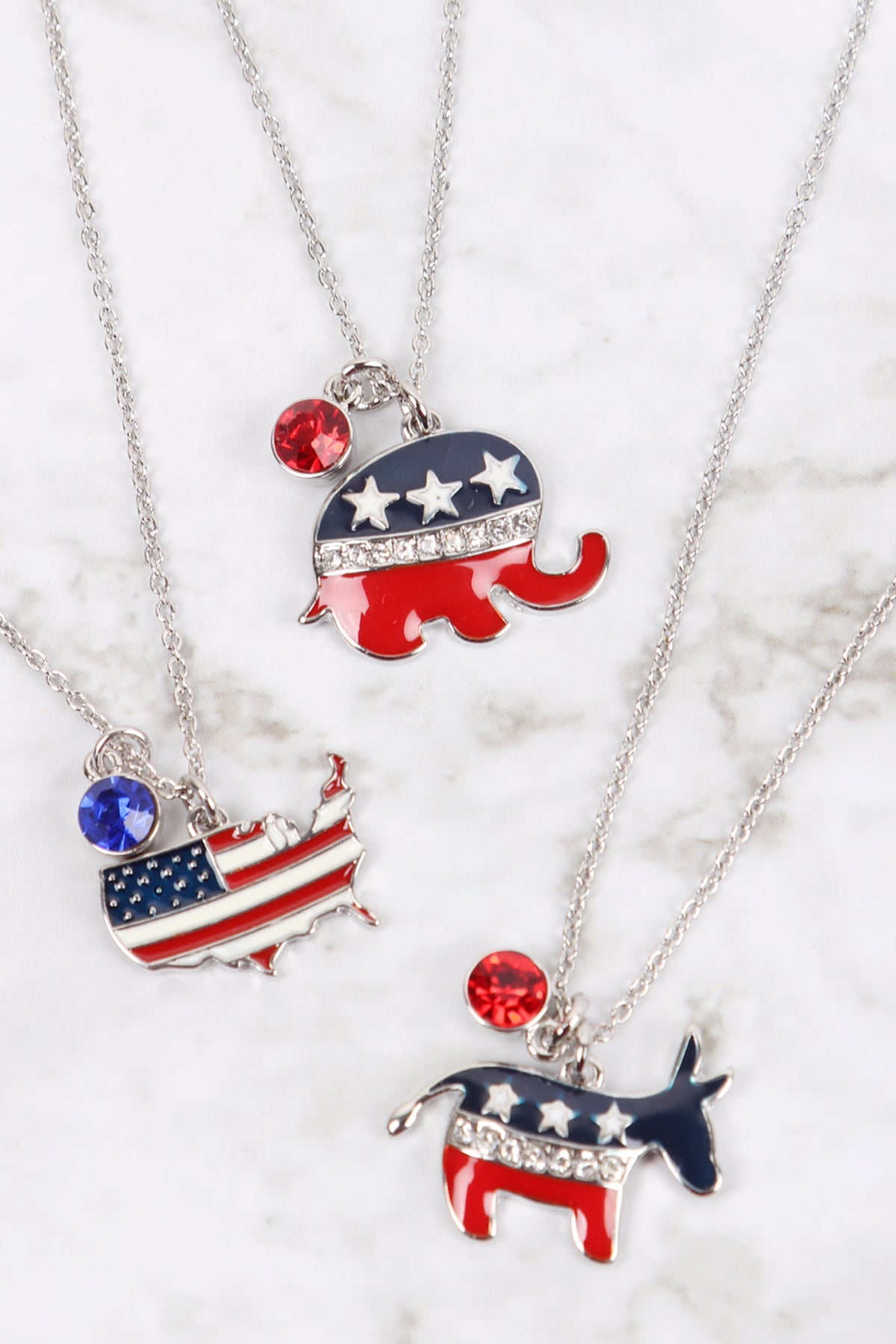 AMERICAN FLAG MAP NECKLACE