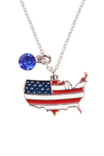 AMERICAN FLAG MAP NECKLACE