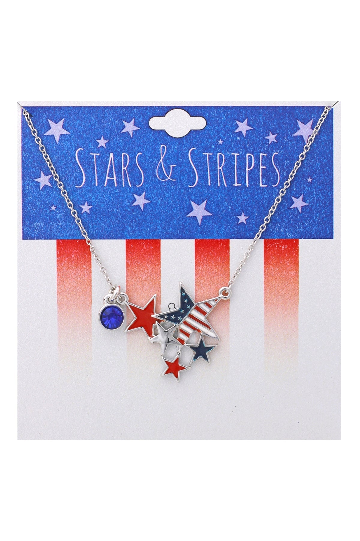 AMERICAN FLAG STAR CLUSTER PENDANT NECKLACE