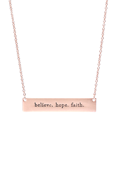 BELIEVE HOPE FAITH BAR NECKLACE