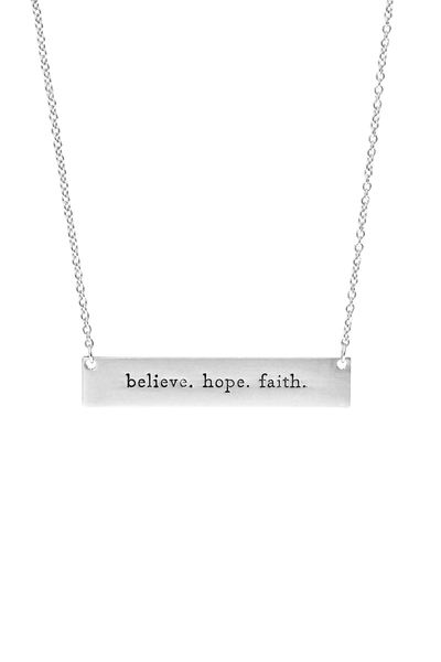 BELIEVE HOPE FAITH BAR NECKLACE