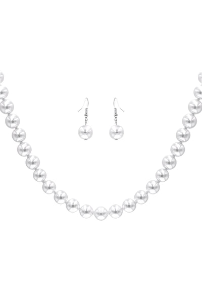 12MM PEARL KNOTTING 15IN NEKCLACE AND EARRING SET