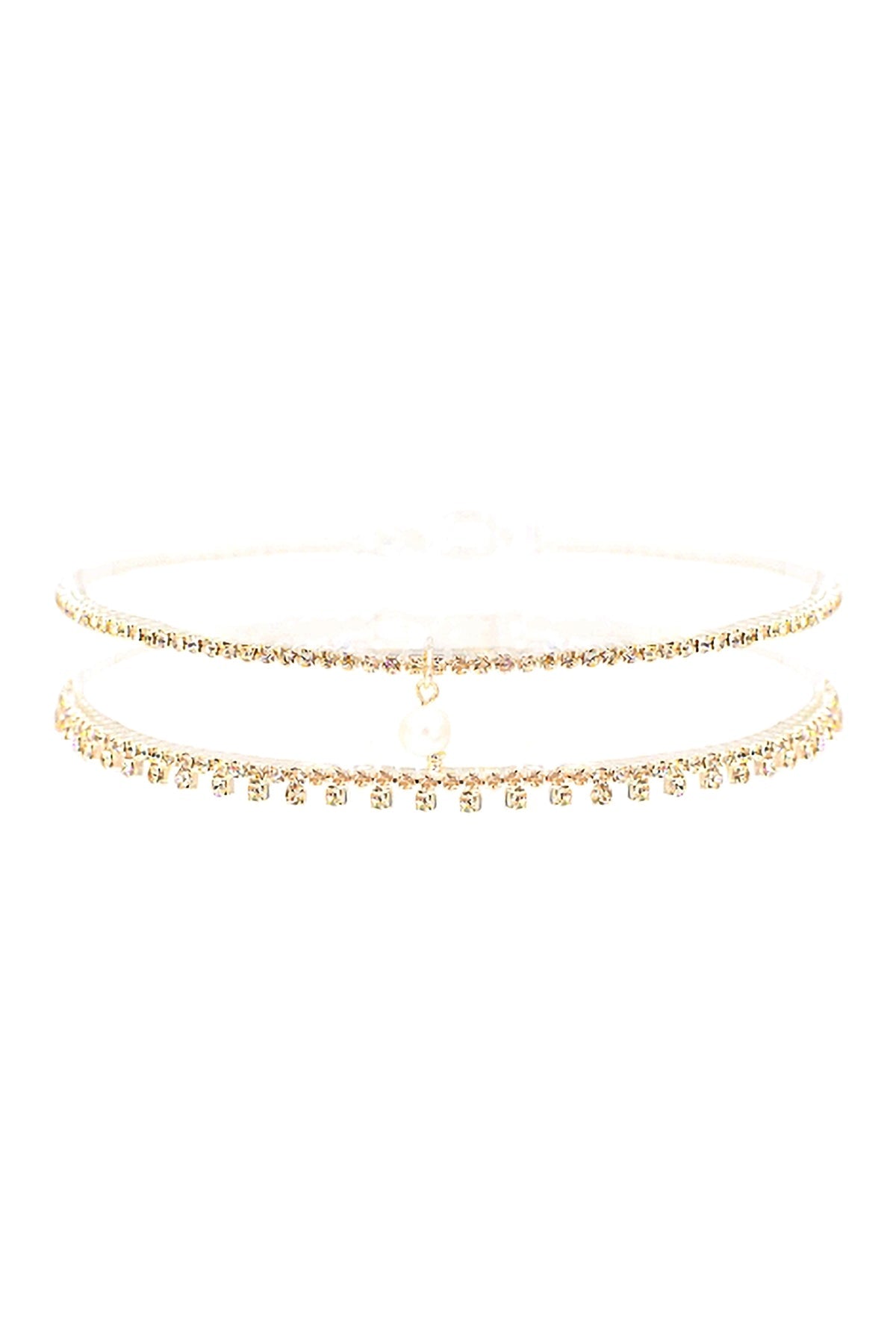 FRESH WATER PEARL CHARM LAYERED CHOKER NECKLACE