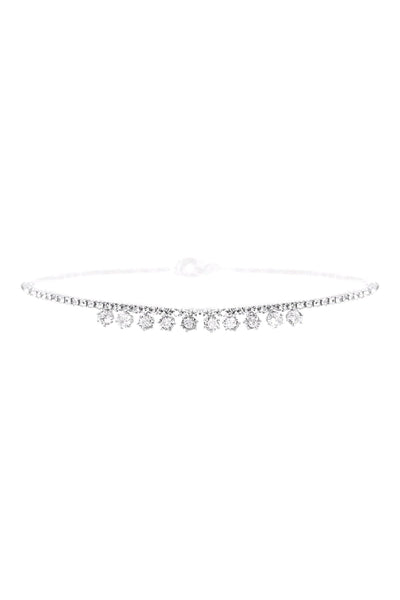 CUBIC ZIRCONIA CENTER STATIONED COLLAR NECKLACE