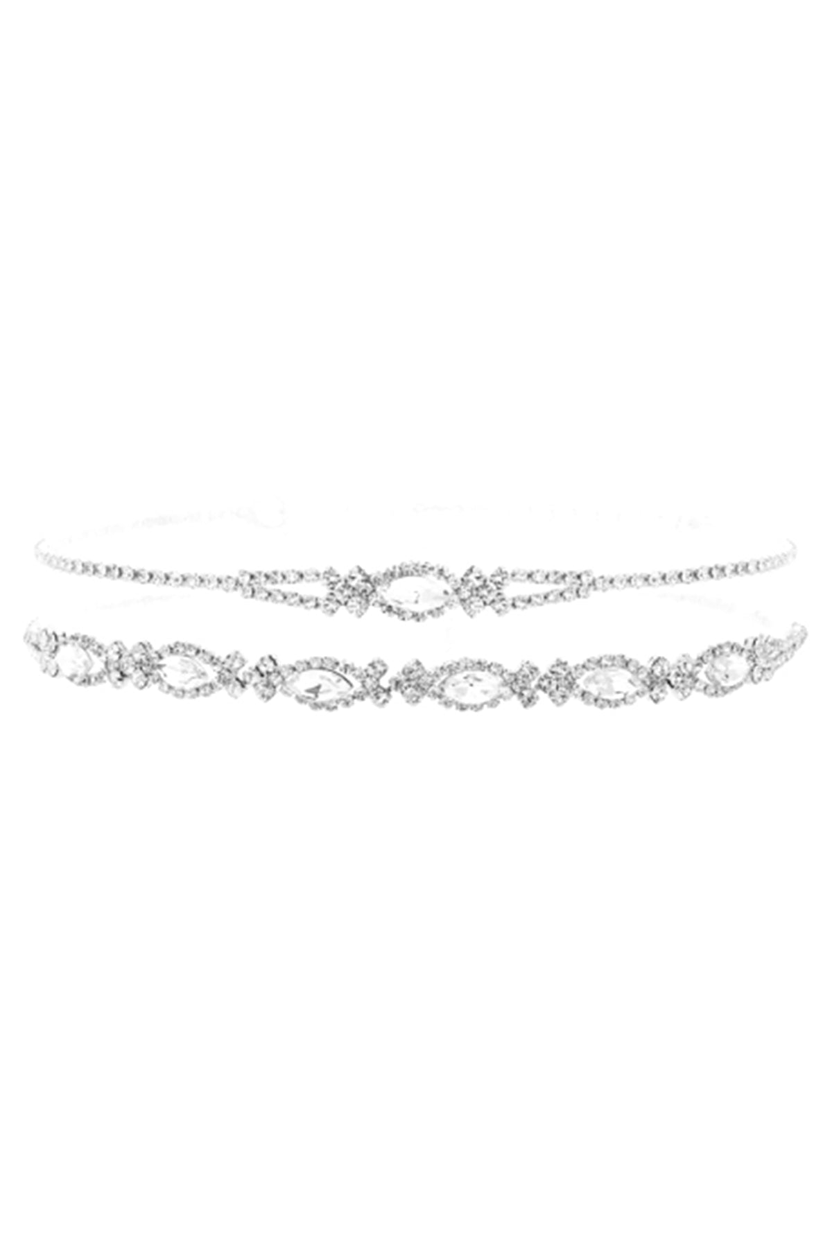 RHINESTONE OVAL SIDEWAYS LAYERED COLLAR NECKLACE (NOW $ 2.00 ONLY!)