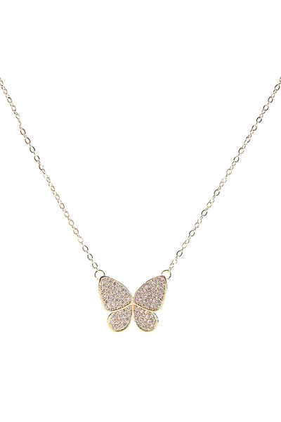 CUBIC ZIRCONIA PAVE BUTTERFLY NECKLACE