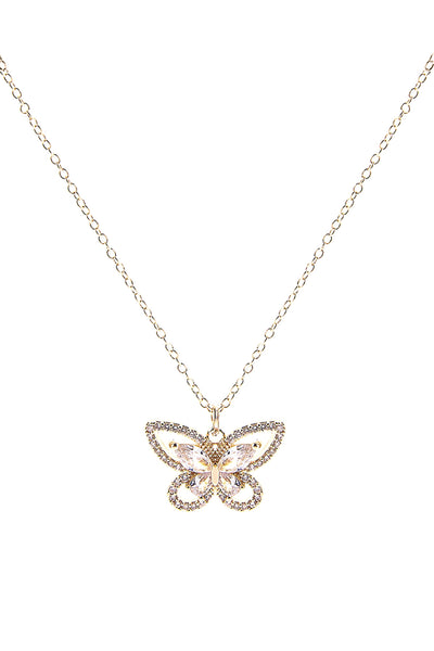 CUBIC ZIRCONIA MARQUISE BUTTERFLY PENDANT NECKLACE