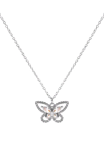 CUBIC ZIRCONIA MARQUISE BUTTERFLY PENDANT NECKLACE