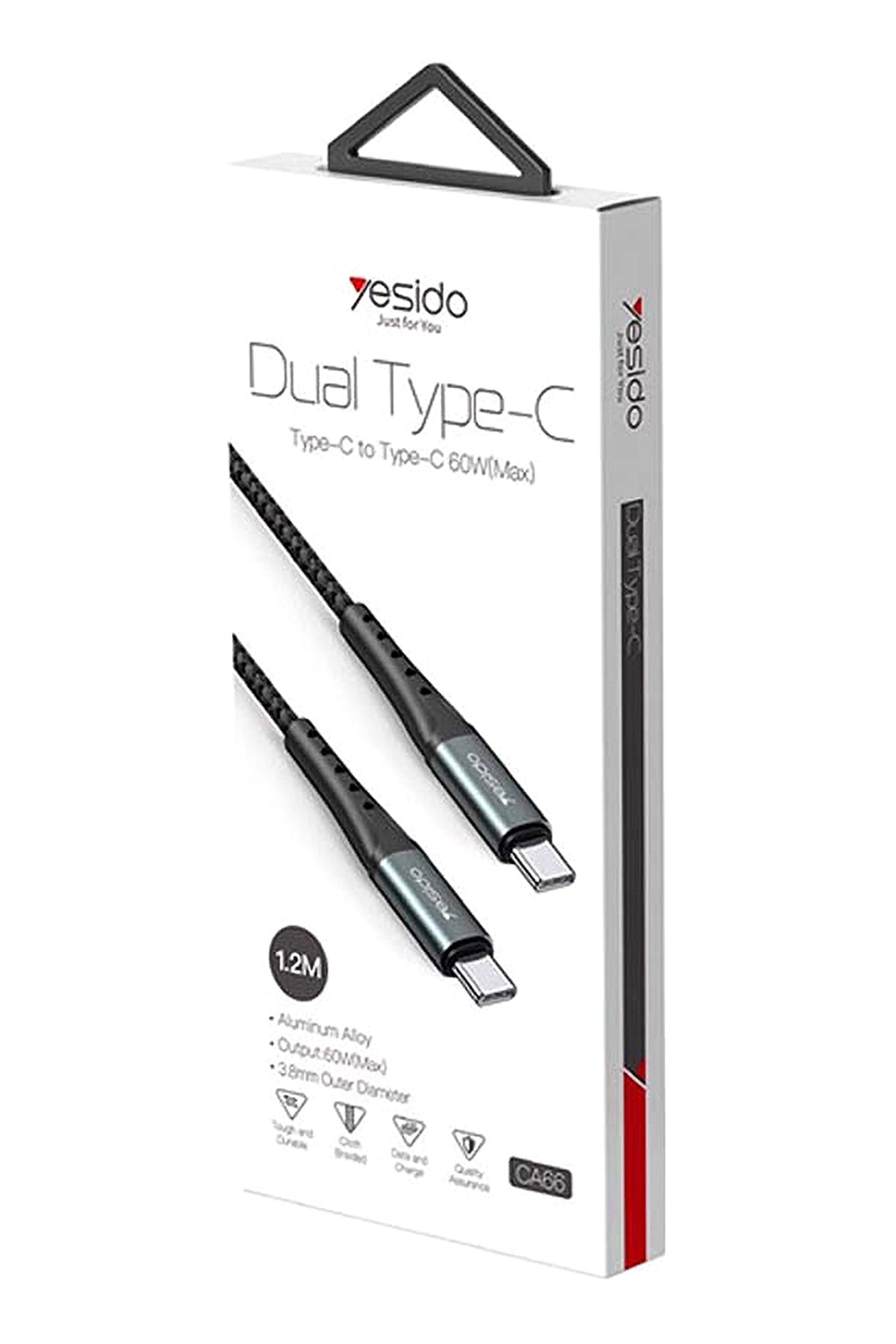 YESIDO BRAIDED TYPE C TO TYPE C CABLE(CA66)