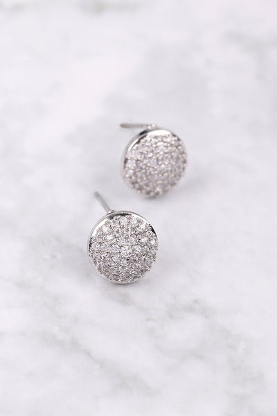 CUBIC ZIRCONIA PAVE ROUND SHAPE STUD EARRINGS
