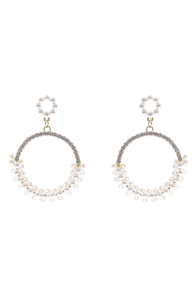 EMBELISHED WRAPPED PEARL ROUND DROP EARRINGS
