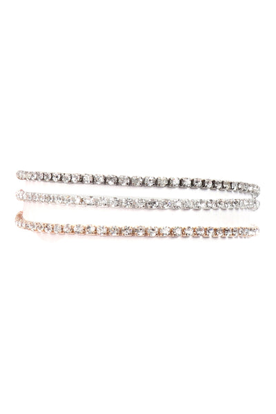 RHINESTONE 3 STRANDS MIXED ANKLET