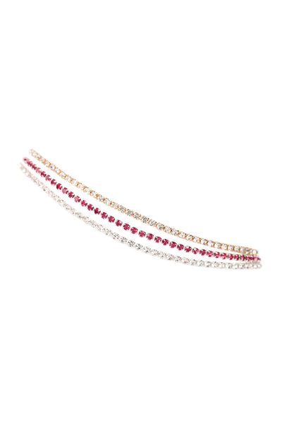 RHINESTONE 3 STRANDS MIXED ANKLET