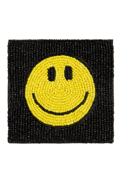 4" SQUARE SMILEY FACE HANDMADE SEED BEAD COASTER