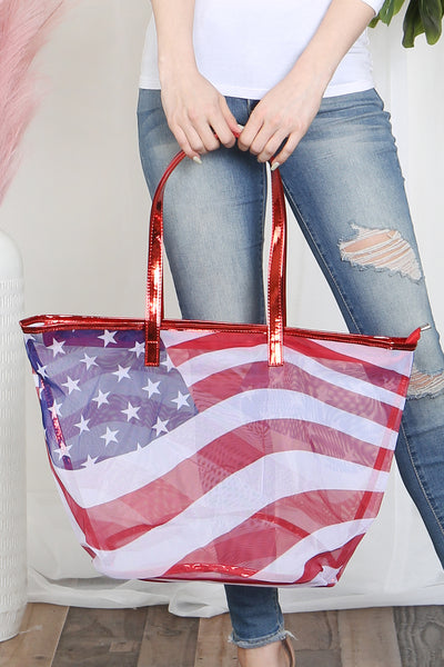 TRANSPARENT AMERICAN FLAG TOTE BAG (NOW $7.75 ONLY!)