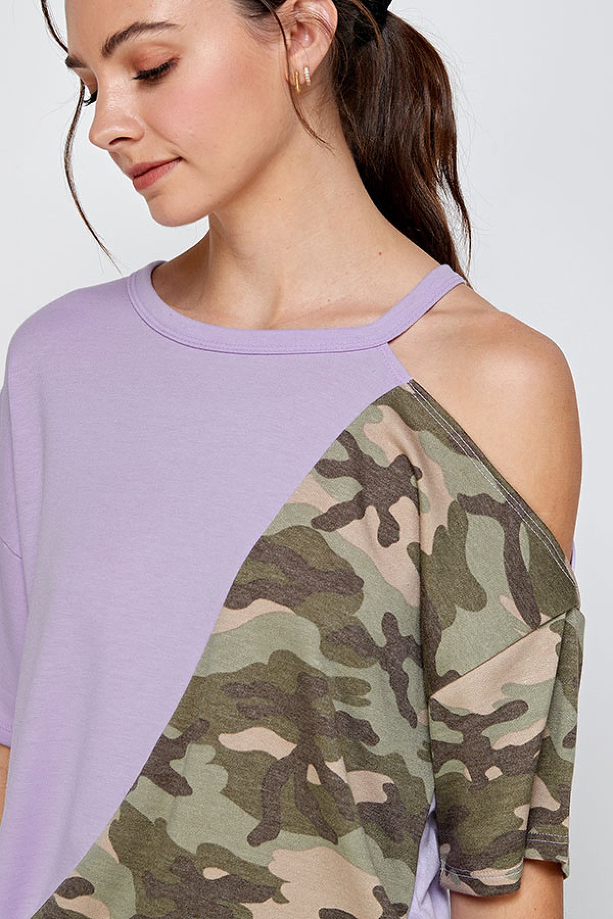 LAVENDER OLIVE CAMOUFLAGE PLUS SIZE TOP  2-2-2 (NOW $5.00 ONLY!)
